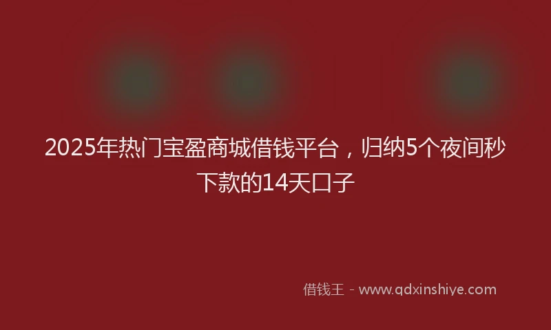 2025年热门宝盈商城借钱平台，归纳5个夜间秒下款的14天口子