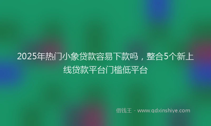2025年热门小象贷款容易下款吗，整合5个新上线贷款平台门槛低平台