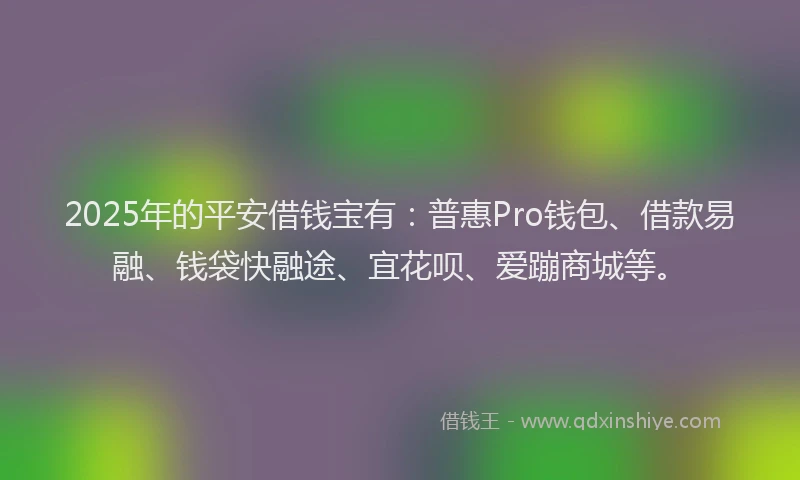 2025年的平安借钱宝有：普惠Pro钱包、借款易融、钱袋快融途、宜花呗、爱蹦商城等。