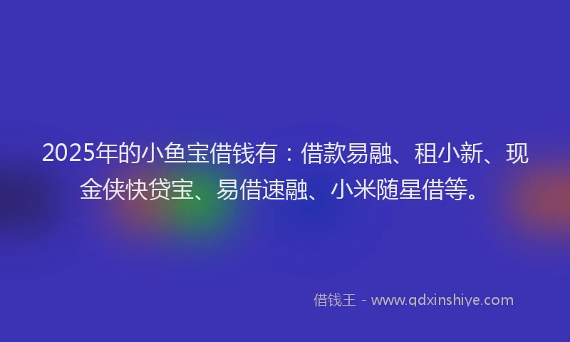 2025年的小鱼宝借钱有：借款易融、租小新、现金侠快贷宝、易借速融、小米随星借等。