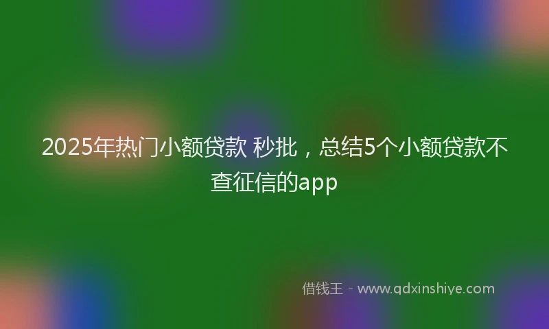 2025年热门小额贷款 秒批，总结5个小额贷款不查征信的app