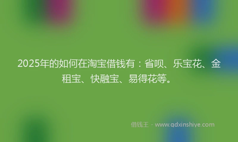 2025年的如何在淘宝借钱有：省呗、乐宝花、金租宝、快融宝、易得花等。