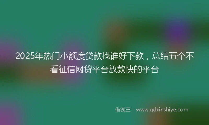 2025年热门小额度贷款找谁好下款，总结五个不看征信网贷平台放款快的平台