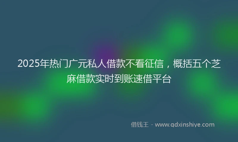 2025年热门广元私人借款不看征信，概括五个芝麻借款实时到账速借平台