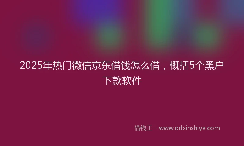 2025年热门微信京东借钱怎么借，概括5个黑户下款软件