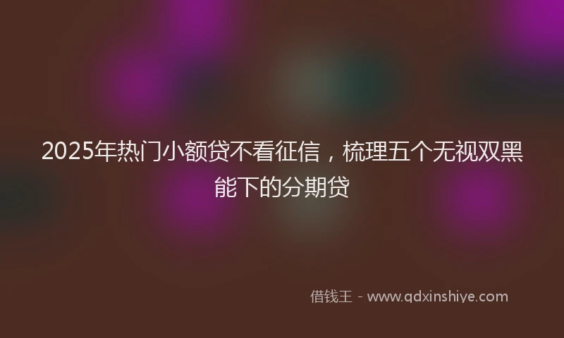 2025年热门小额贷不看征信，梳理五个无视双黑能下的分期贷
