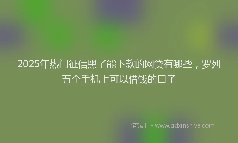 2025年热门征信黑了能下款的网贷有哪些，罗列五个手机上可以借钱的口子