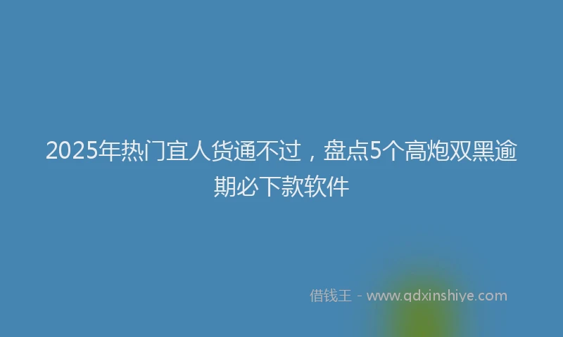 2025年热门宜人货通不过，盘点5个高炮双黑逾期必下款软件