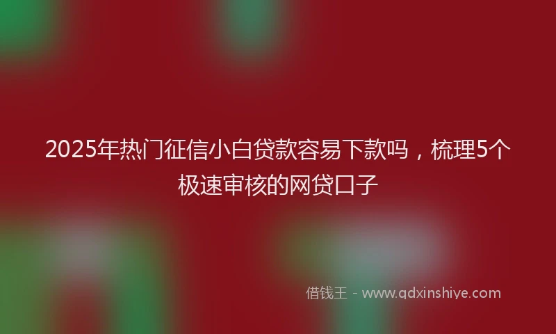 2025年热门征信小白贷款容易下款吗，梳理5个极速审核的网贷口子