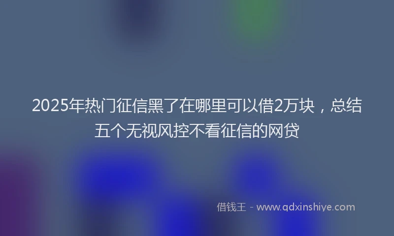 2025年热门征信黑了在哪里可以借2万块，总结五个无视风控不看征信的网贷
