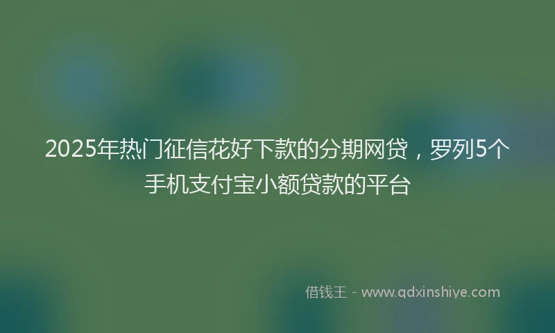 2025年热门征信花好下款的分期网贷，罗列5个手机支付宝小额贷款的平台