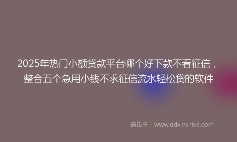 2025年热门小额贷款平台哪个好下款不看征信，整合五个急用小钱不求征信流水轻松贷的软件