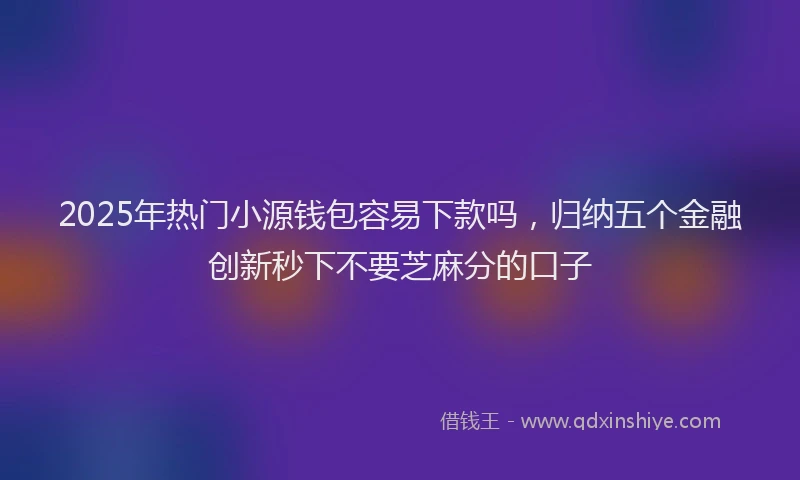2025年热门小源钱包容易下款吗，归纳五个金融创新秒下不要芝麻分的口子