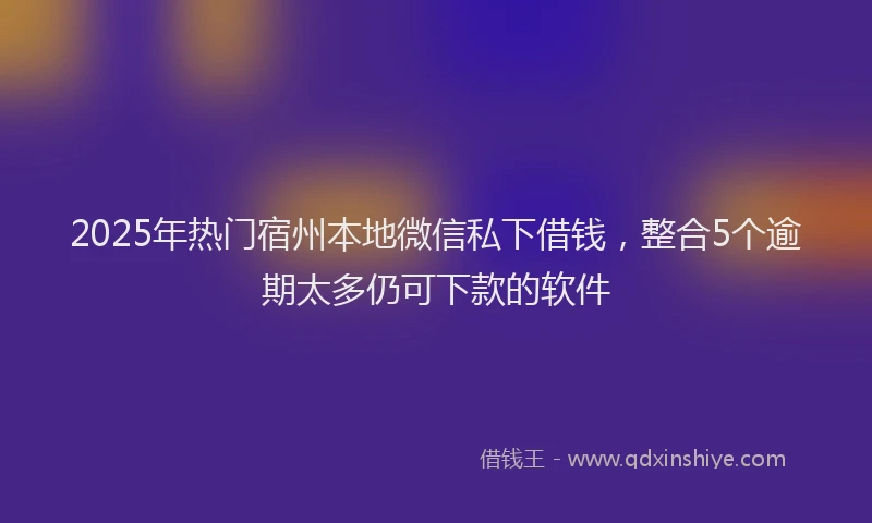 2025年热门宿州本地微信私下借钱，整合5个逾期太多仍可下款的软件