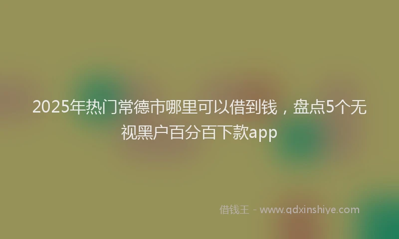 2025年热门常德市哪里可以借到钱，盘点5个无视黑户百分百下款app