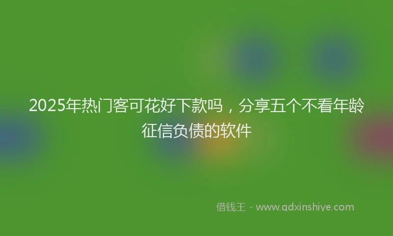 2025年热门客可花好下款吗，分享五个不看年龄征信负债的软件