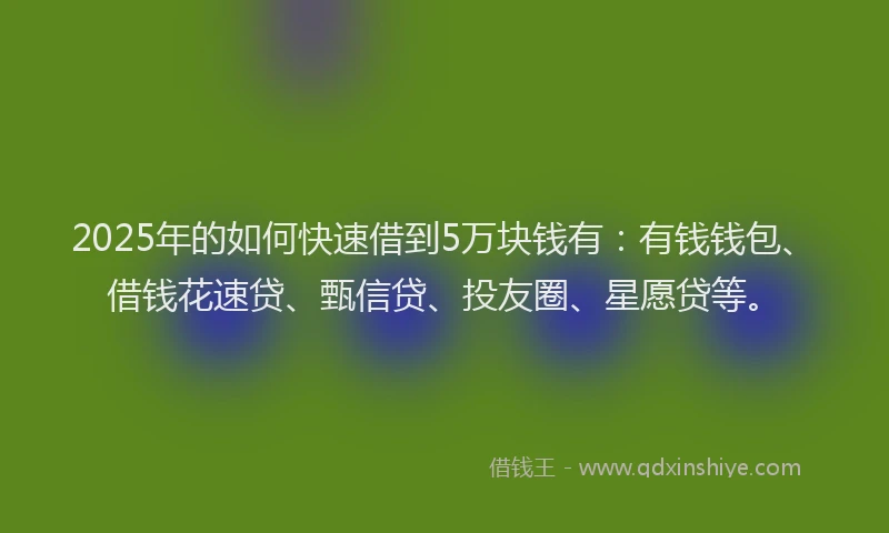 2025年的如何快速借到5万块钱有：有钱钱包、借钱花速贷、甄信贷、投友圈、星愿贷等。