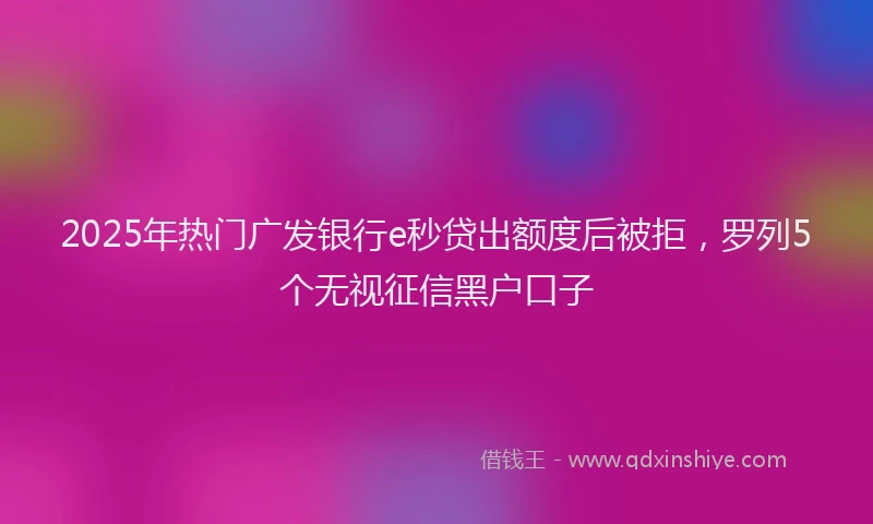 2025年热门广发银行e秒贷出额度后被拒，罗列5个无视征信黑户口子