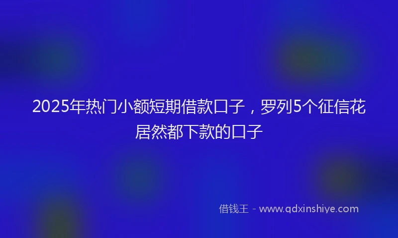 2025年热门小额短期借款口子，罗列5个征信花居然都下款的口子