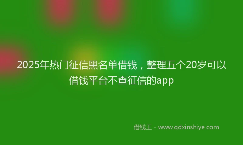 2025年热门征信黑名单借钱，整理五个20岁可以借钱平台不查征信的app
