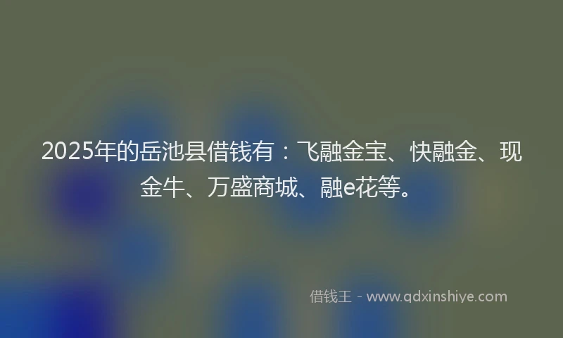 2025年的岳池县借钱有：飞融金宝、快融金、现金牛、万盛商城、融e花等。