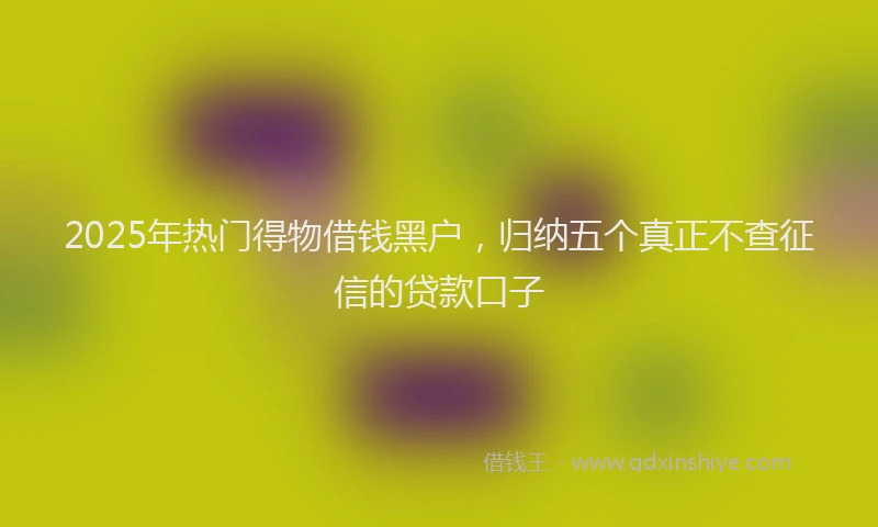 2025年热门得物借钱黑户，归纳五个真正不查征信的贷款口子