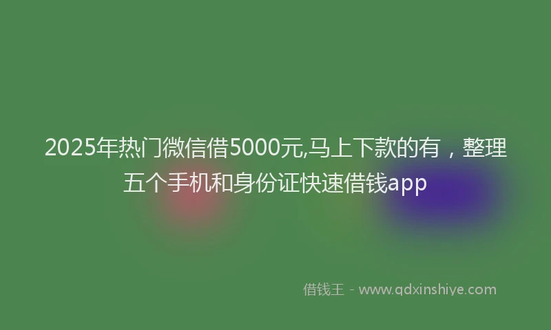 2025年热门微信借5000元,马上下款的有，整理五个手机和身份证快速借钱app