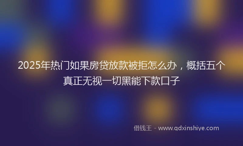 2025年热门如果房贷放款被拒怎么办，概括五个真正无视一切黑能下款口子