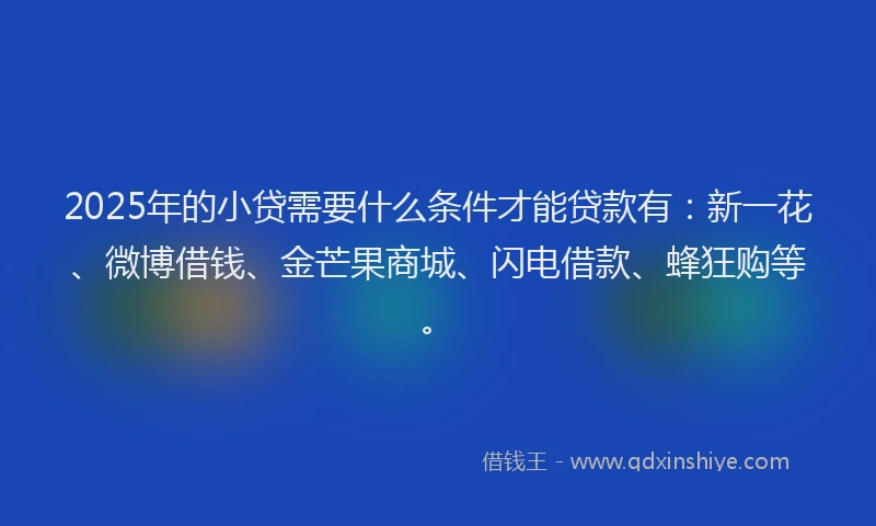 2025年的小贷需要什么条件才能贷款有：新一花、微博借钱、金芒果商城、闪电借款、蜂狂购等。