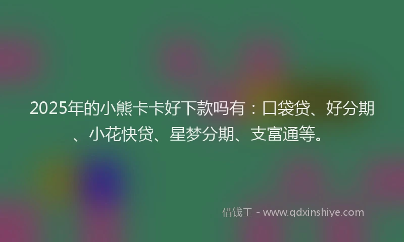 2025年的小熊卡卡好下款吗有：口袋贷、好分期、小花快贷、星梦分期、支富通等。