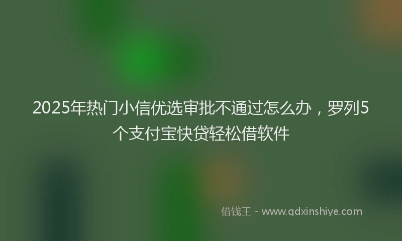 2025年热门小信优选审批不通过怎么办，罗列5个支付宝快贷轻松借软件