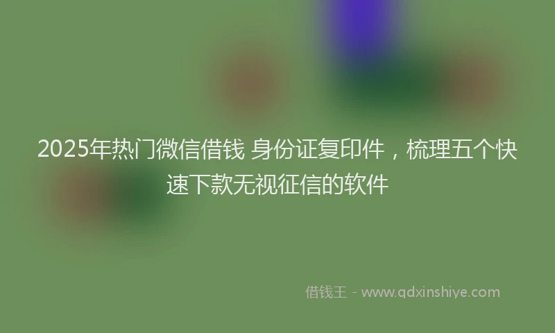 2025年热门微信借钱 身份证复印件，梳理五个快速下款无视征信的软件