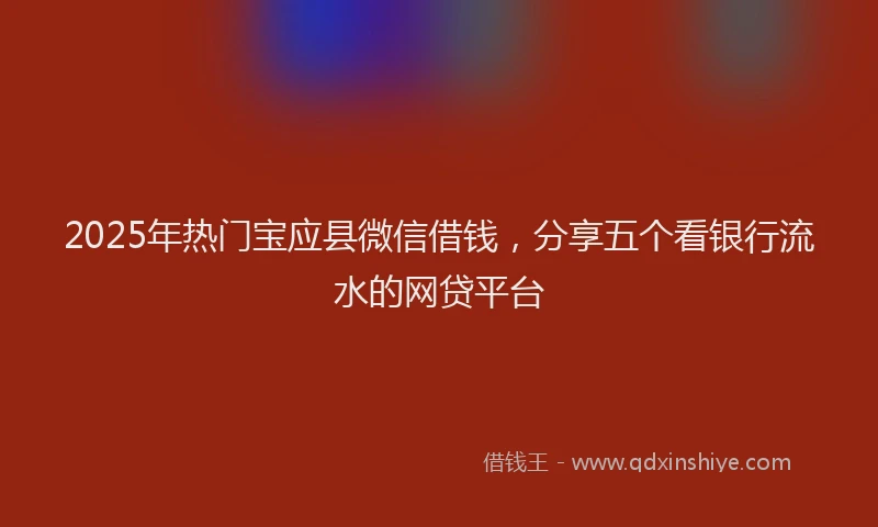 2025年热门宝应县微信借钱，分享五个看银行流水的网贷平台