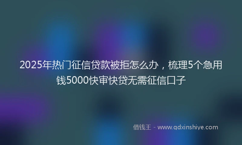 2025年热门征信贷款被拒怎么办，梳理5个急用钱5000快审快贷无需征信口子