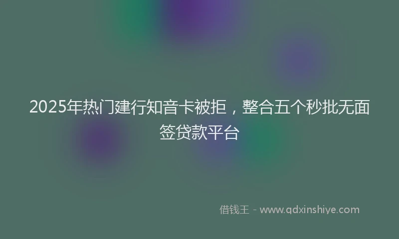 2025年热门建行知音卡被拒，整合五个秒批无面签贷款平台