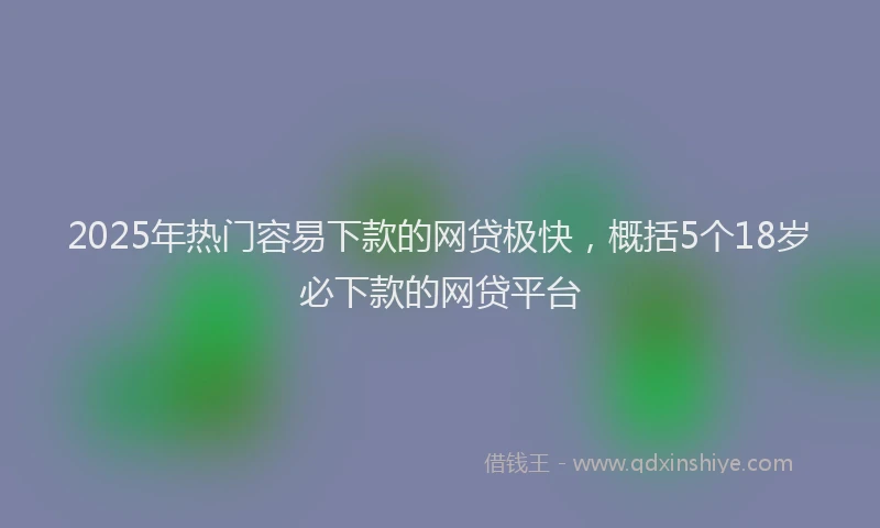 2025年热门容易下款的网贷极快，概括5个18岁必下款的网贷平台