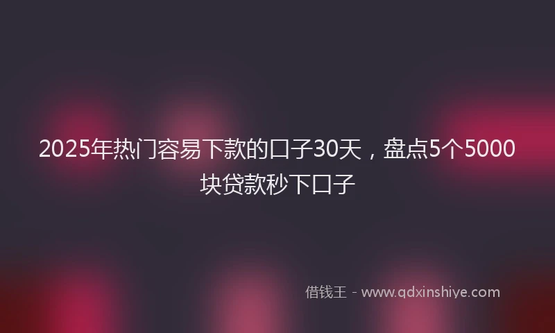 2025年热门容易下款的口子30天，盘点5个5000块贷款秒下口子