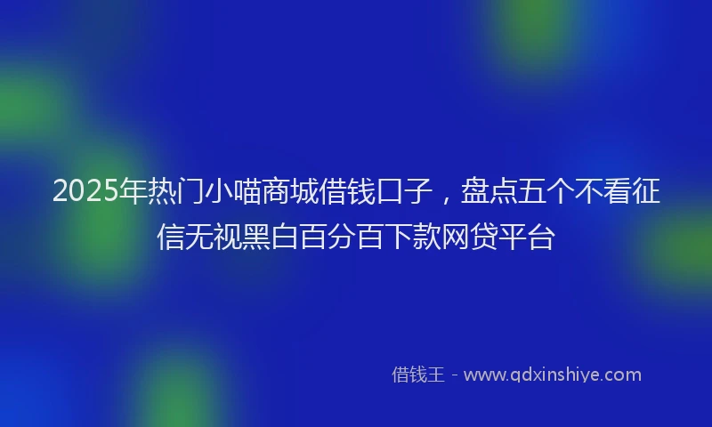 2025年热门小喵商城借钱口子，盘点五个不看征信无视黑白百分百下款网贷平台