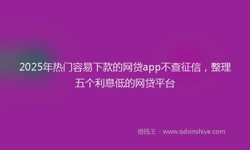 2025年热门容易下款的网贷app不查征信，整理五个利息低的网贷平台