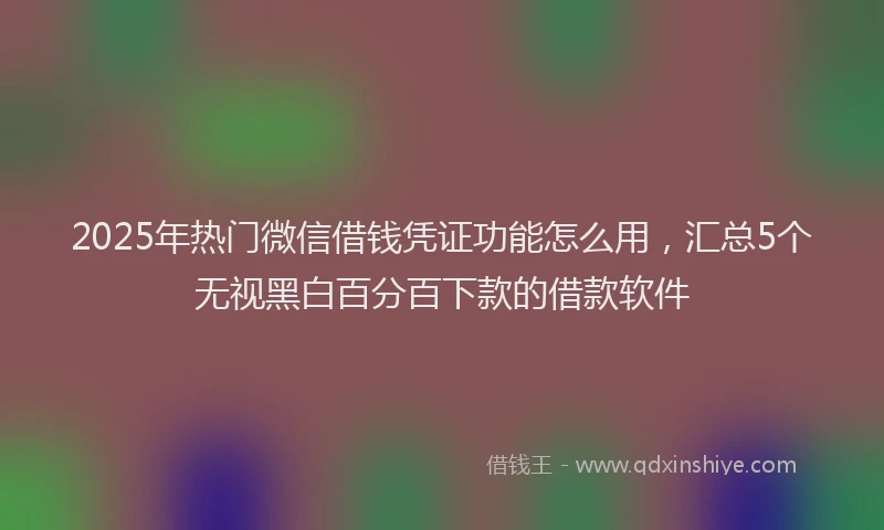 2025年热门微信借钱凭证功能怎么用，汇总5个无视黑白百分百下款的借款软件