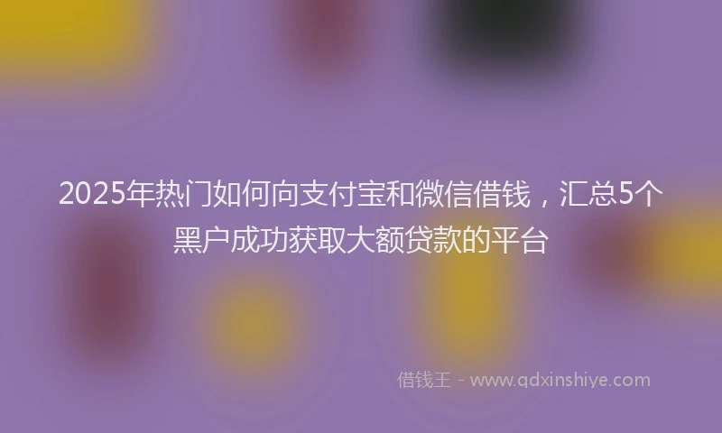 2025年热门如何向支付宝和微信借钱，汇总5个黑户成功获取大额贷款的平台