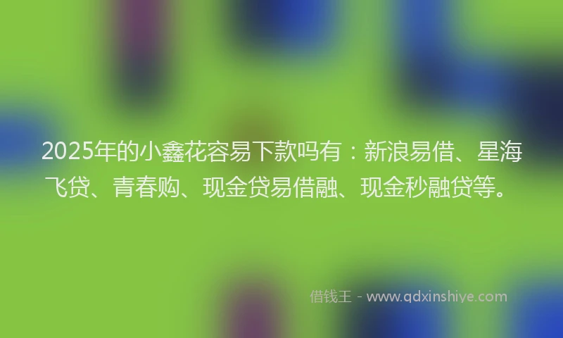2025年的小鑫花容易下款吗有：新浪易借、星海飞贷、青春购、现金贷易借融、现金秒融贷等。