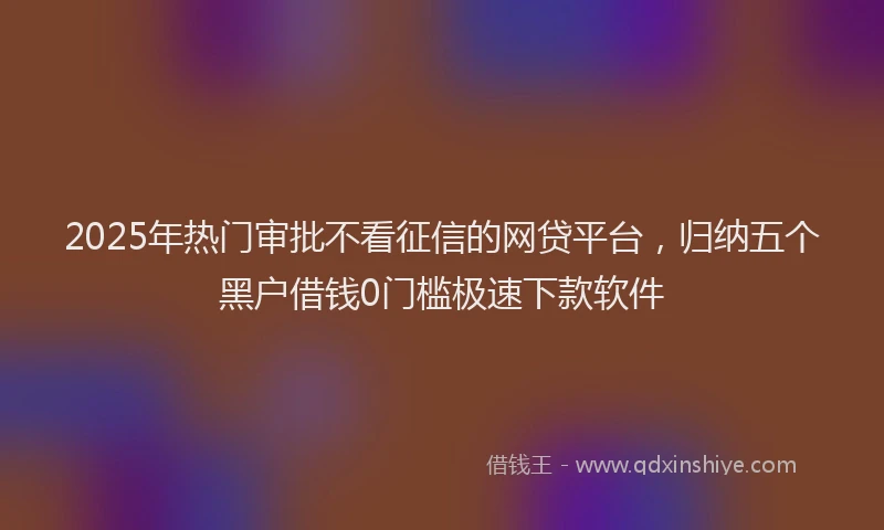 2025年热门审批不看征信的网贷平台，归纳五个黑户借钱0门槛极速下款软件