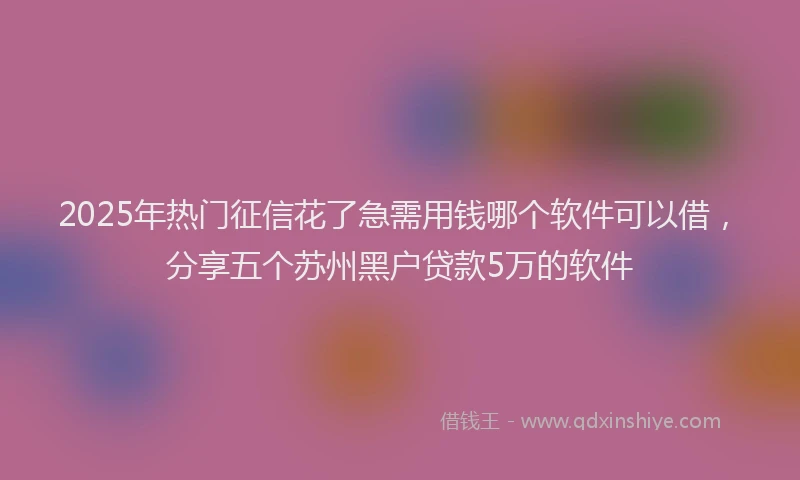2025年热门征信花了急需用钱哪个软件可以借，分享五个苏州黑户贷款5万的软件