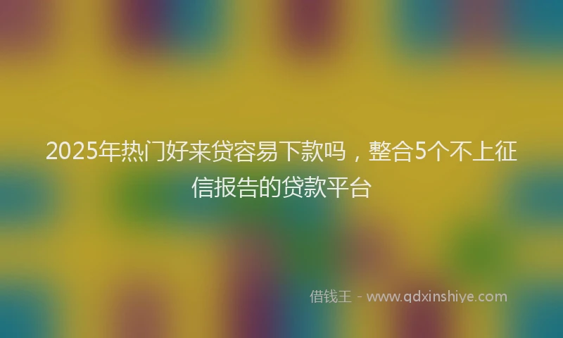 2025年热门好来贷容易下款吗，整合5个不上征信报告的贷款平台