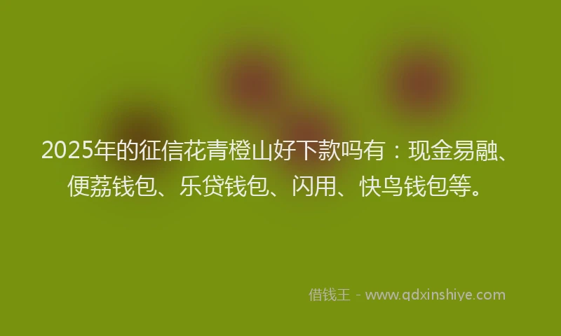 2025年的征信花青橙山好下款吗有：现金易融、便荔钱包、乐贷钱包、闪用、快鸟钱包等。