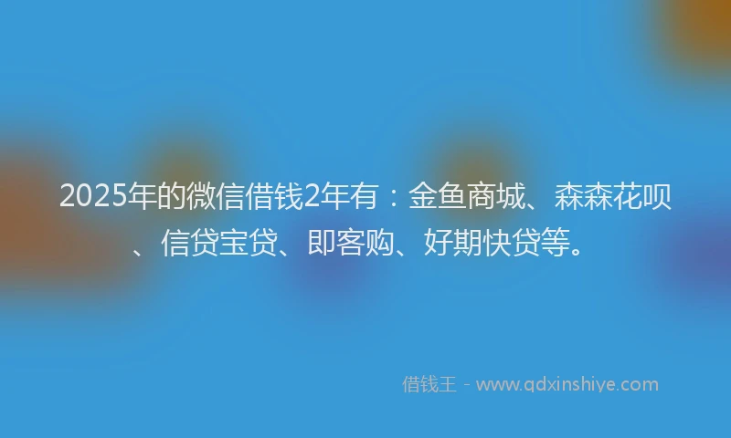 2025年的微信借钱2年有：金鱼商城、森森花呗、信贷宝贷、即客购、好期快贷等。