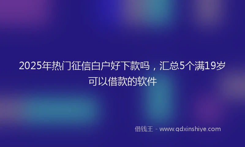 2025年热门征信白户好下款吗，汇总5个满19岁可以借款的软件