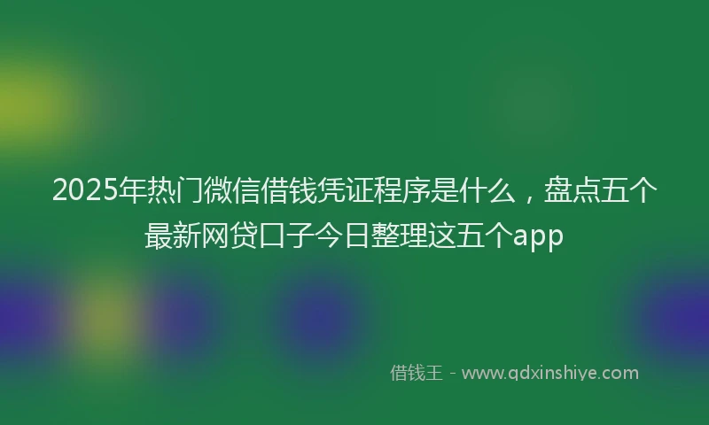 2025年热门微信借钱凭证程序是什么，盘点五个最新网贷口子今日整理这五个app