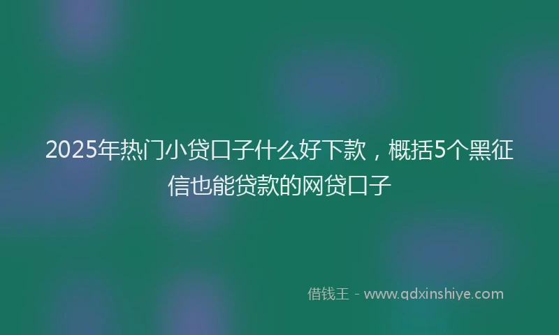 2025年热门小贷口子什么好下款，概括5个黑征信也能贷款的网贷口子